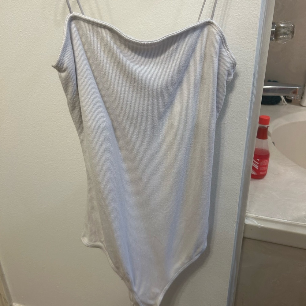 Hollister Cream Ribbed Bodysuit and Light Blue Shein Bodysuit